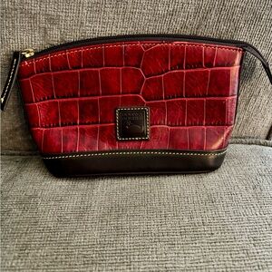 Dooney & Bourke Red and Black Croc-Embossed Cosmetic Bag